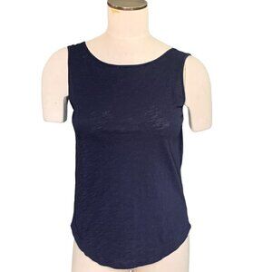 Loft Vintage Soft 100% Cotton Tank Top Back-Tie V-Neck XS Navy Blue 74G